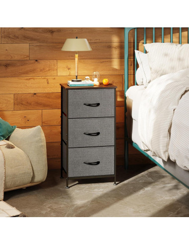 Cajonera WLIVE 3 Cajones Gris Oscuro, Almacenamiento Multifuncional