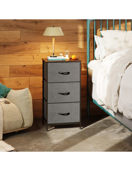 Cajonera WLIVE 3 Cajones Gris Oscuro, Almacenamiento Multifuncional