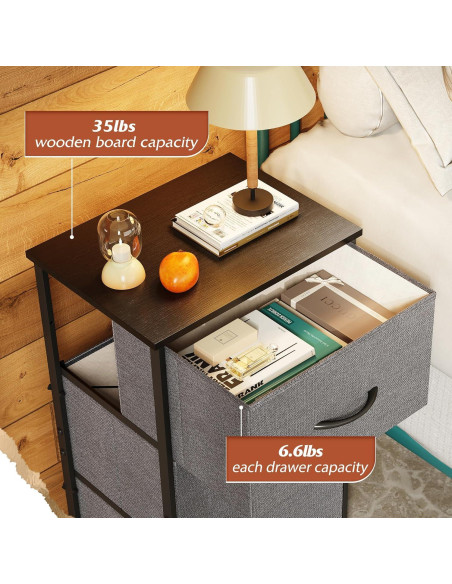 Cajonera WLIVE 3 Cajones Gris Oscuro, Almacenamiento Multifuncional