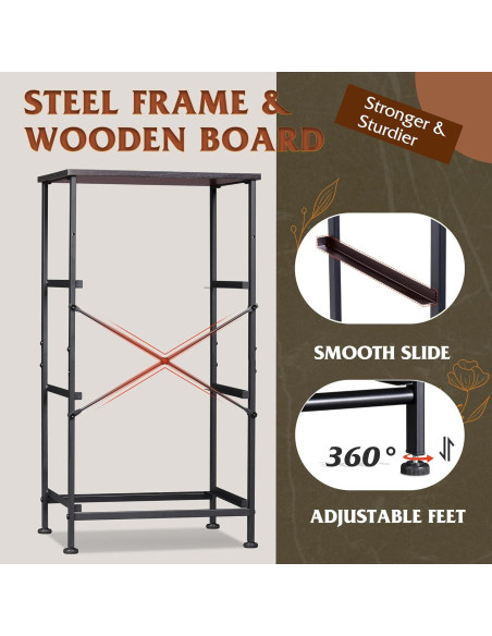 Cajonera WLIVE 3 Cajones Gris Oscuro, Almacenamiento Multifuncional