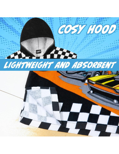 Toalla Poncho Get Trend Hot Wheels Niños 4-9 Años Algodón
