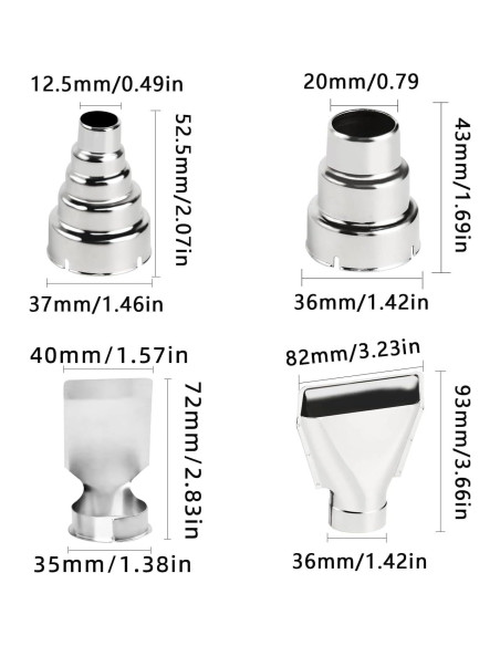 Kit de 4 Boquillas de Acero Inoxidable para Pistola de Calor