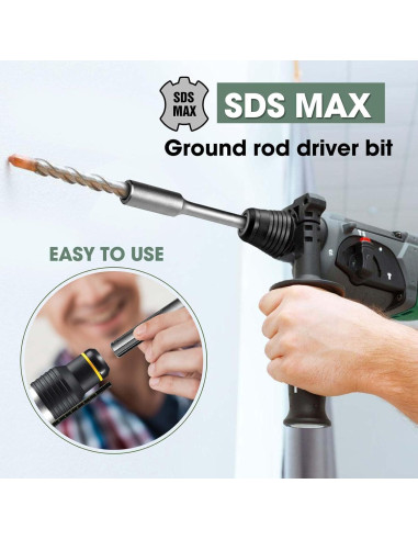 Conductor de Varilla de Tierra SDS-Max Mdkave 25.4 cm Duradero