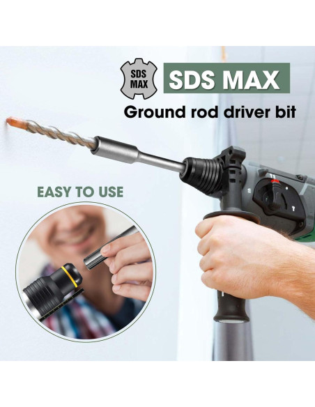 Conductor de Varilla de Tierra SDS-Max Mdkave 25.4 cm Duradero