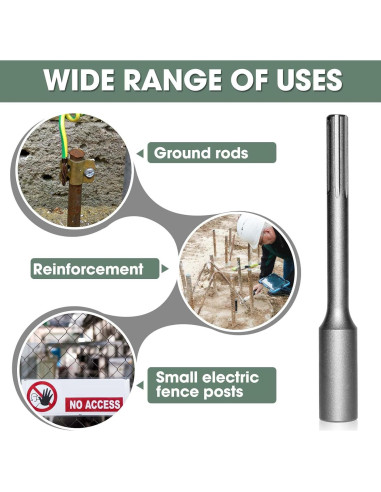 Conductor de Varilla de Tierra SDS-Max Mdkave 25.4 cm Duradero