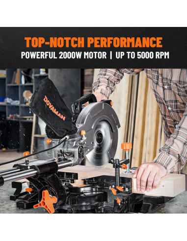 Sierra Ingletadora DOVAMAN 10" Deslizante con Guía Láser