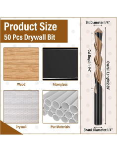 Brocas para Router Tondiamo 50 Pcs 6.35 mm Acero M2 2