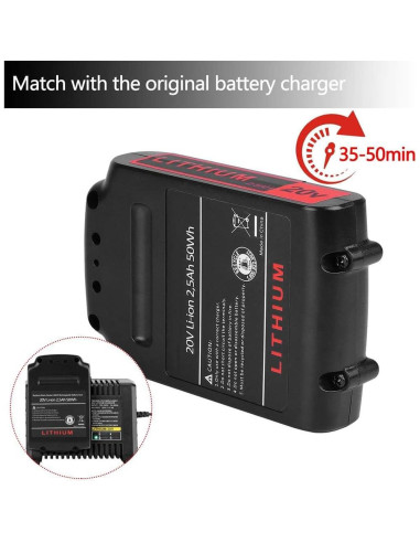 Batería de Litio 20V 2.5Ah KINGTIANLE para Black and Decker