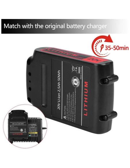 Batería de Litio 20V 2.5Ah KINGTIANLE para Black and Decker Batería de Litio 20V 2.5Ah KINGTIANLE para Black and Decker