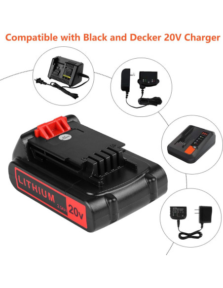 Batería de Litio 20V 2.5Ah KINGTIANLE para Black and Decker Batería de Litio 20V 2.5Ah KINGTIANLE para Black and Decker
