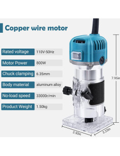 Router Eléctrico Compacto MeiMeiDa 800W con 15 Brocas 2