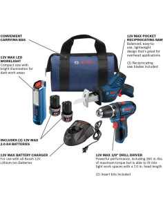 Kit de Herramientas Eléctricas Bosch GXL12V-310B22 3 Piezas 2