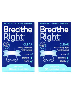 Tiras Nasales Breathe Right Transparentes Grandes - 30 Unidades