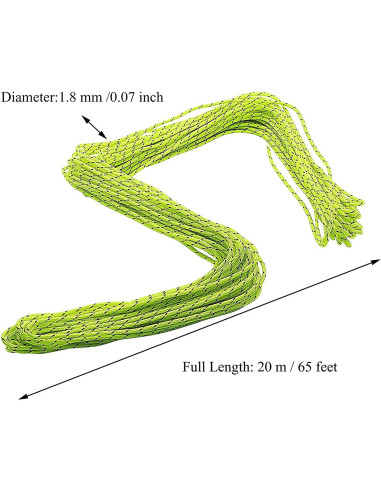 Cuerda de Campaña Reflectante 20m ThreeBulls 1.8mm Verde