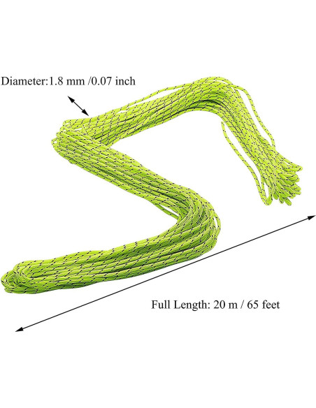 Cuerda de Campaña Reflectante 20m ThreeBulls 1.8mm Verde