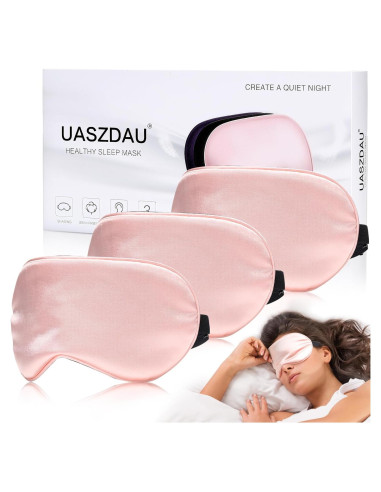 Máscara de Sueño de Seda Uaszdau - Paquete de 3 Rosa