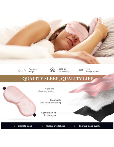 Máscara de Sueño de Seda Uaszdau - Paquete de 3 Rosa