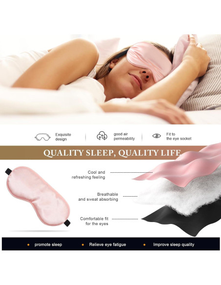 Máscara de Sueño de Seda Uaszdau - Paquete de 3 Rosa