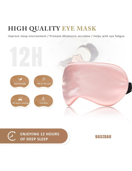 Máscara de Sueño de Seda Uaszdau - Paquete de 3 Rosa