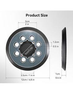 Pad de Lijado EONCHO 5" 8 Agujeros Gancho y Lazo Reemplazo 2