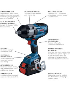 Llave de Impacto Bosch GDS18V-740C 18V 1/2" Anillo Fricción 2