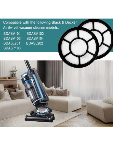 Filtros de Aspiradora Black+Decker Airswivel Lavables - 2 Unidades