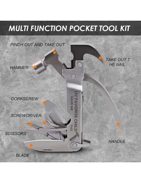 Martillo Multiherramienta 12 en 1 PRETTYFINE para Camping