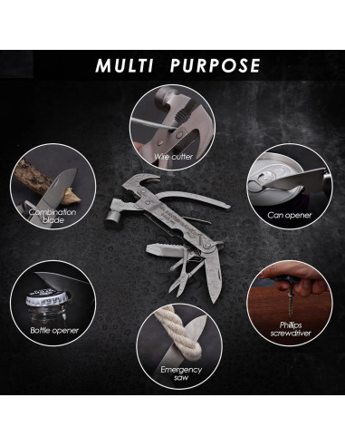 Martillo Multiherramienta 12 en 1 PRETTYFINE para Camping