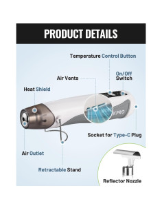 Pistola de Calor Mini Inalámbrica WORKPRO 7.2V 360C 2