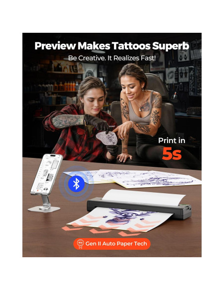 Impresora de Plantillas de Tatuaje MUNBYN ITP05 Inalámbrica