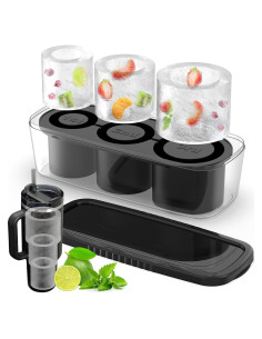 Bandeja de Hielo Bolycen Negra, 3 Moldes Cilindro Silicona