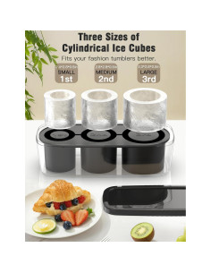 Bandeja de Hielo Bolycen Negra, 3 Moldes Cilindro Silicona 2