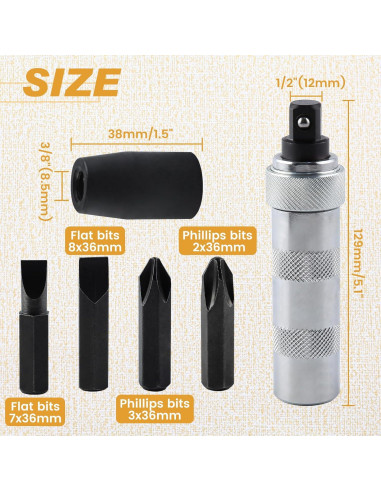 Juego de Destornillador de Impacto Manual LEONTOOL 5 Pcs