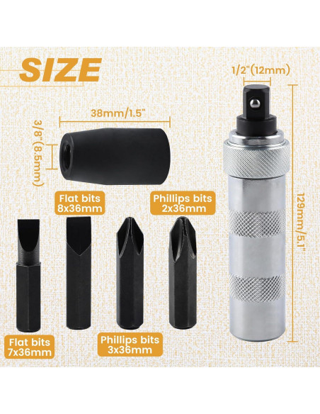 Juego de Destornillador de Impacto Manual LEONTOOL 5 Pcs