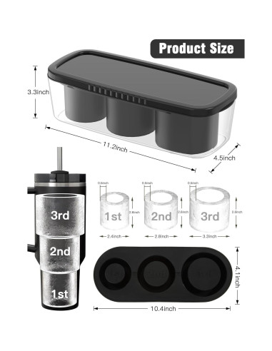 Bandeja de Hielo Bolycen Negra, 3 Moldes Cilindro Silicona