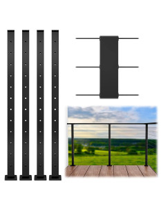 Poste de Barandilla de Cable Muzata 42" Acero Inoxidable Negro