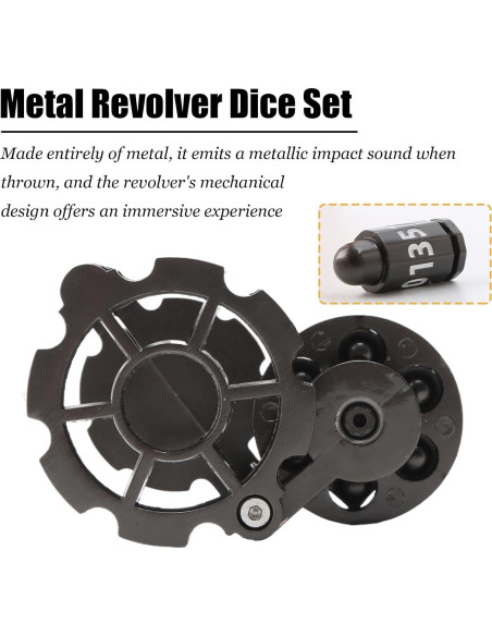 Dados de Metal DICEEVIL con Contenedor Revólver - 7 Dados Poliedros
