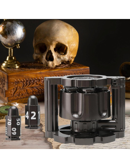 Dados de Metal DICEEVIL con Contenedor Revólver - 7 Dados Poliedros