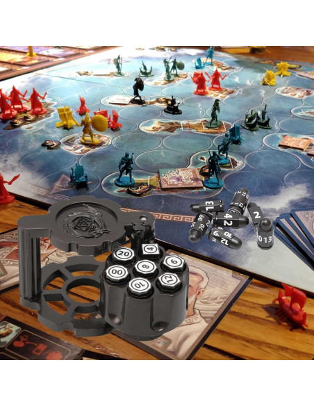 Dados de Metal DICEEVIL con Contenedor Revólver - 7 Dados Poliedros