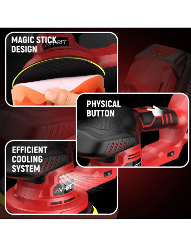 Pulidora Inalámbrica Avhrit LCP04 6" 21V 5500 RPM con 2 Baterías