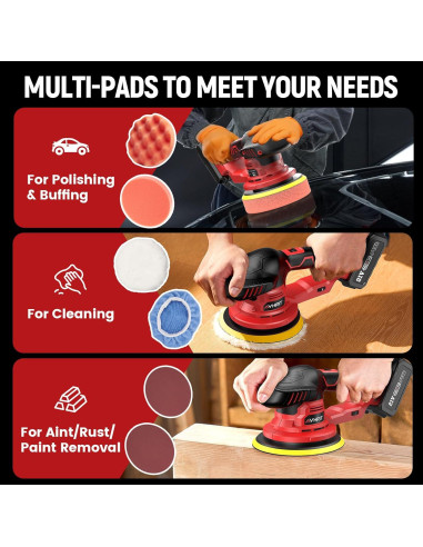 Pulidora Inalámbrica Avhrit LCP04 6" 21V 5500 RPM con 2 Baterías