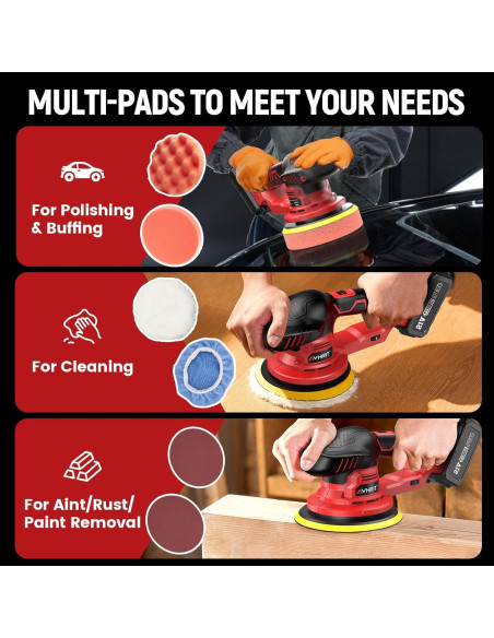 Pulidora Inalámbrica Avhrit LCP04 6" 21V 5500 RPM con 2 Baterías