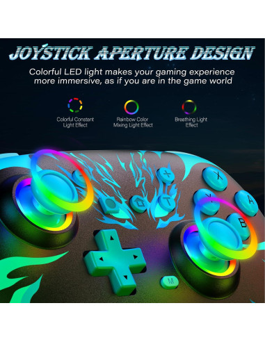 Controlador Inalámbrico Reddening para Switch Azul - Joystick LED