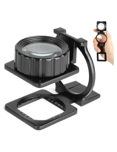 Lupa de Joyero Plegable Rongon 15X, Lente Óptica, Compacta