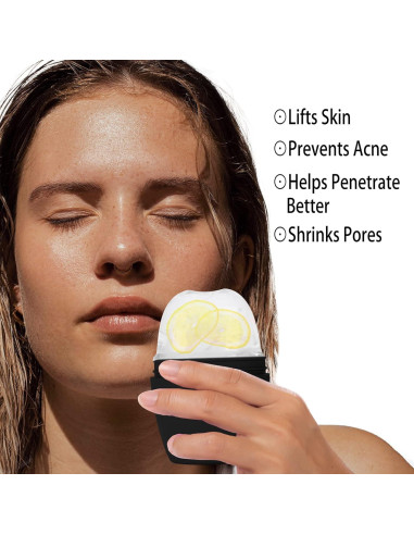 Rodillo de Hielo de Silicona Evmliy para Masaje Facial Negro