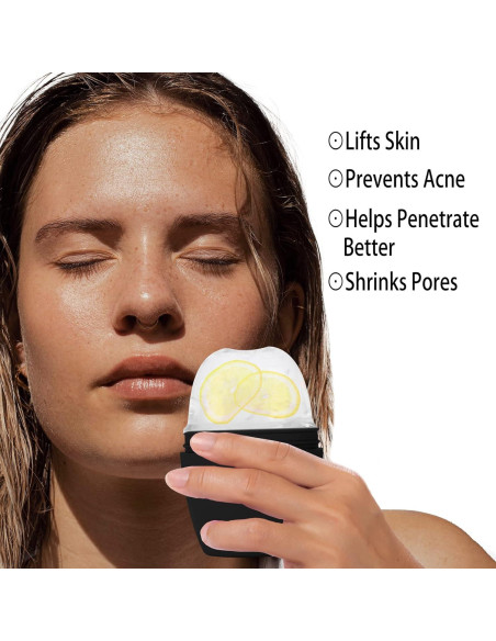 Rodillo de Hielo de Silicona Evmliy para Masaje Facial Negro