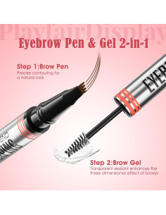 Lápiz de Cejas 2-en-1 DEFSAP Negro con Punta de 4 Puntas 2