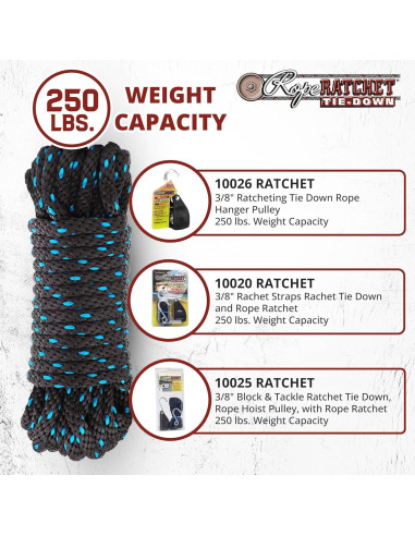 Cuerda de Polipropileno 15.24 m Rope Ratchet Resistente 113.4 kg