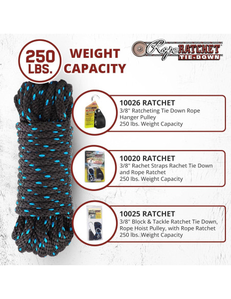 Cuerda de Polipropileno 15.24 m Rope Ratchet Resistente 113.4 kg