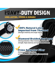 Cuerda Bungee 6 mm x 7.62 m PerkHomy Poliester Negro 2